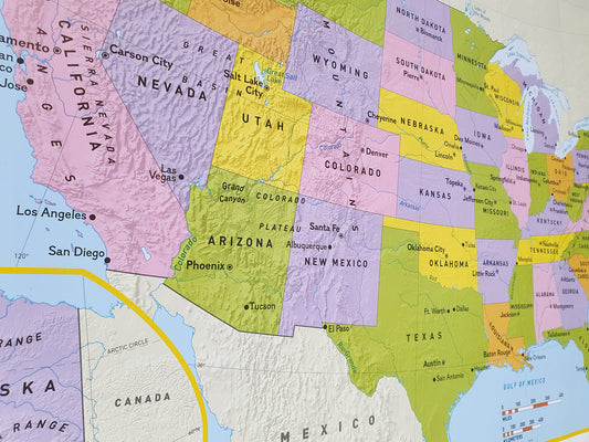 Political map of the United States for children in English