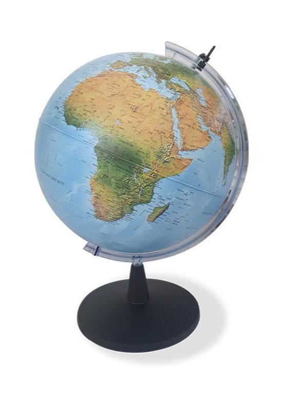 Illuminated physical-political globe in Hebrew