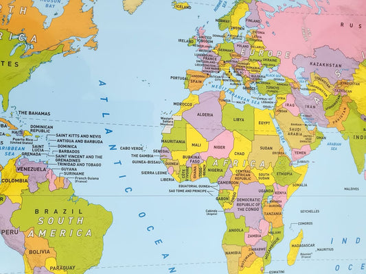 Political world map in English