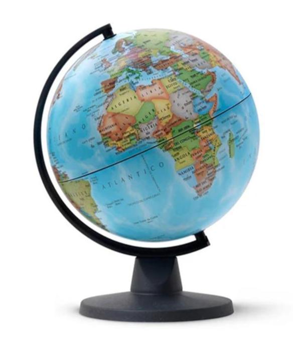 A mini political globe in English