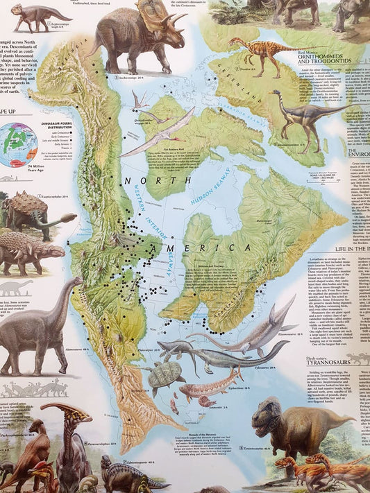 Map of North America in the Age of Dinosaurs