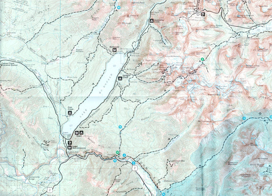 פרט של מפת Glacier Waterton Lakes – מפה טופוגרפית של הפארקים הלאומיים