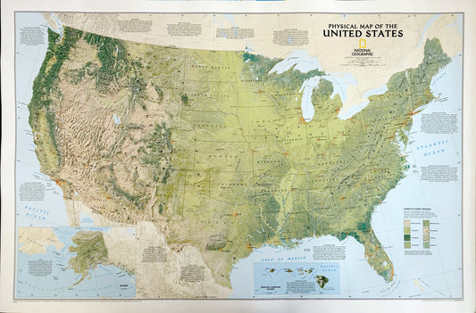 Physical map of the United States