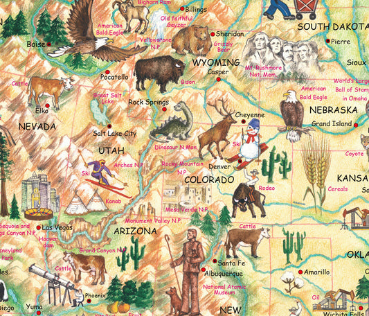 United States map for children in English