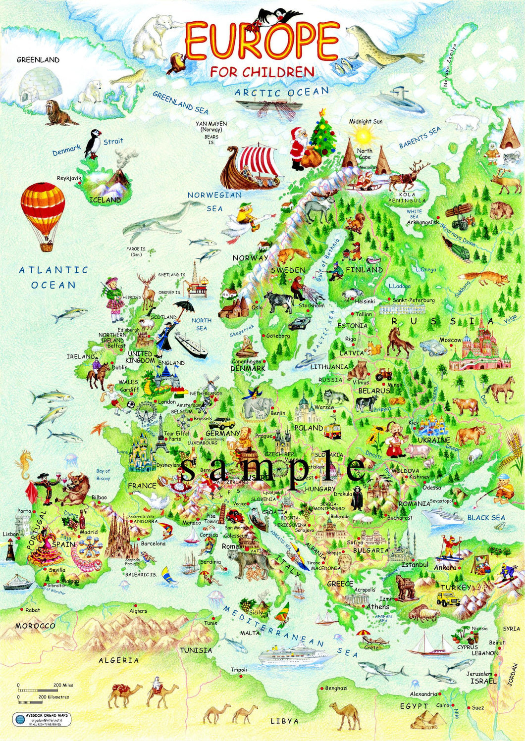 מפת אירופה לילדים באנגלית