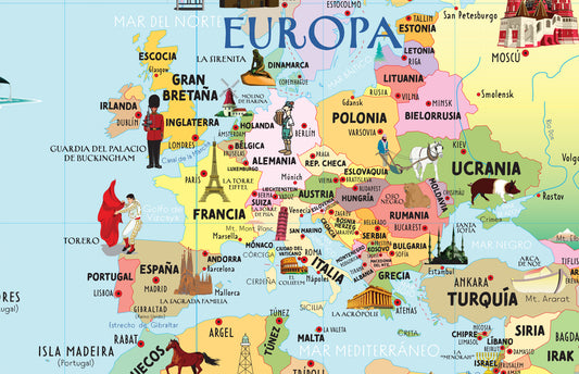 מפת העולם לילדים בספרדית