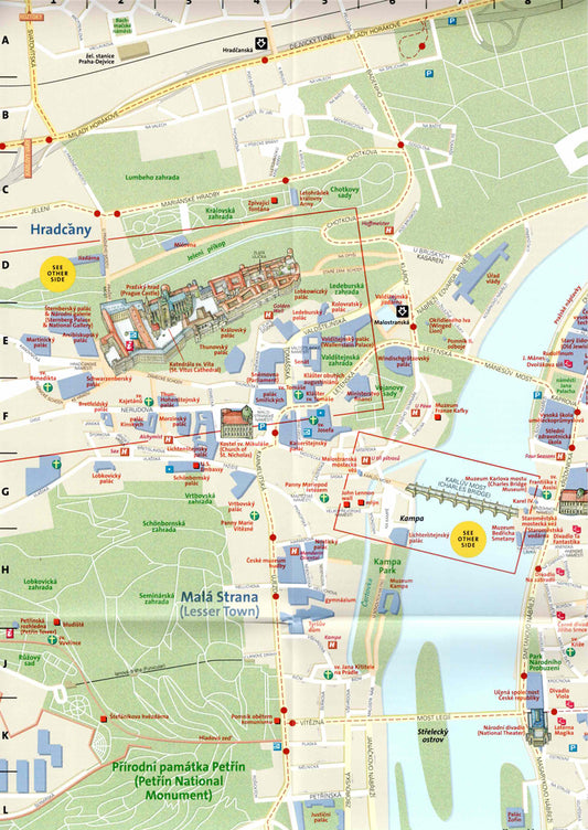 פרט של מפת היעד העירונית של פראג