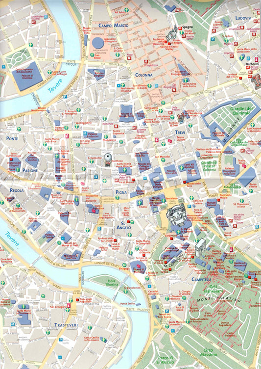 פרט של מפת היעד העירונית של רומא