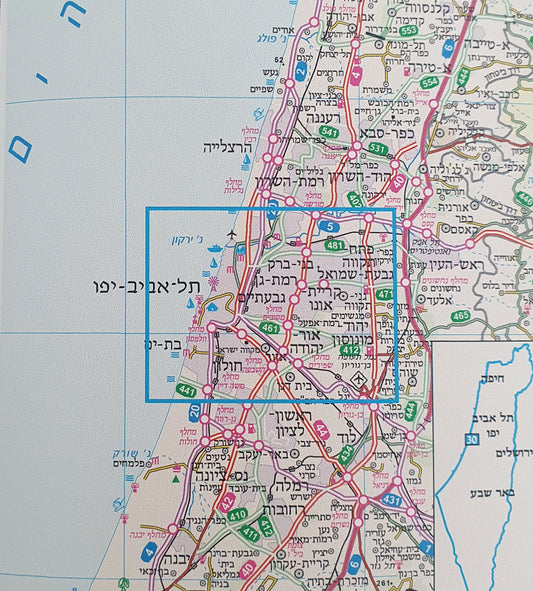 מפה טופוגרפית של גוש דן ותל אביב