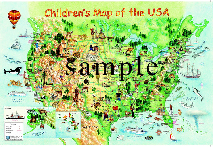 מפת ארצות הברית לילדים באנגלית