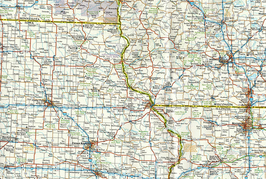 Zoom of Great Lakes USA travel map with Chicago Detroit Toronto and Niagara Falls