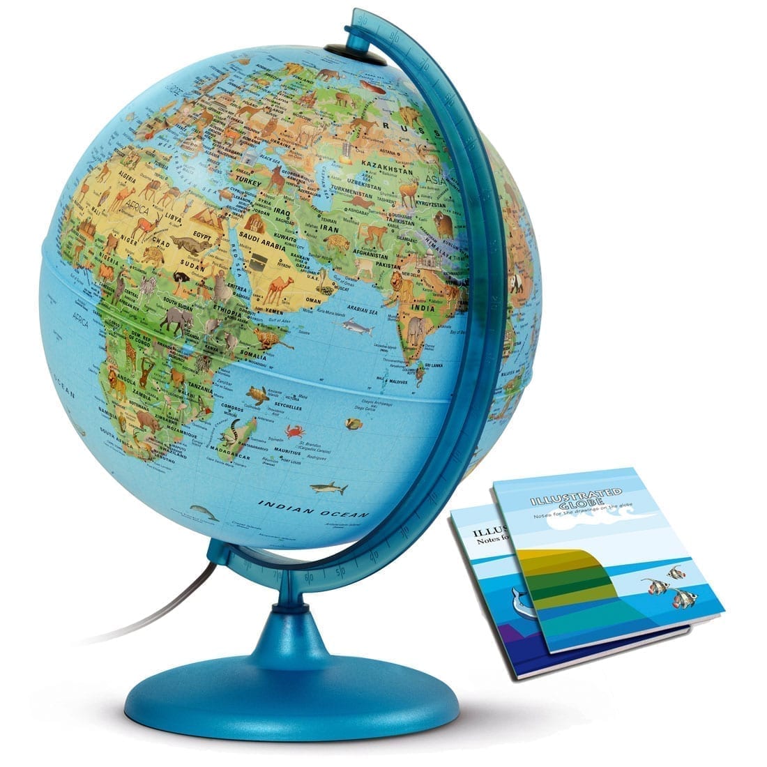 Globe for children in Hebrew with Safari lighting