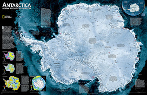 מפת אנטארקטיקה של נשיונל גיאוגרפיק בגודל 80 על 50 ס"מ