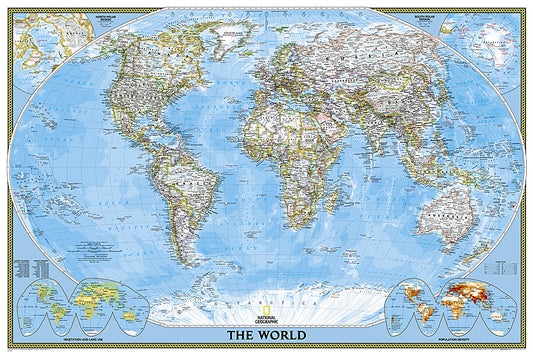 Old style National Geographic world map