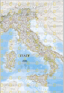 מפת איטליה של נשיונל גיאוגרפיק בגודל 90 על 60 ס"מ