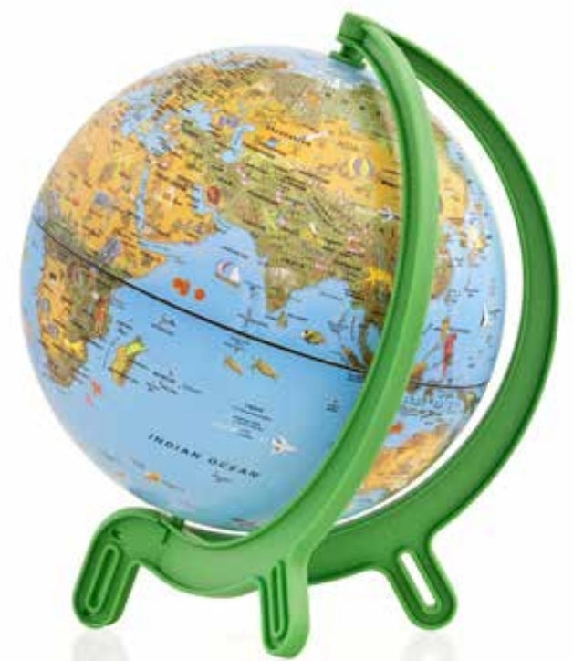 Globe for children illustrated in Hebrew