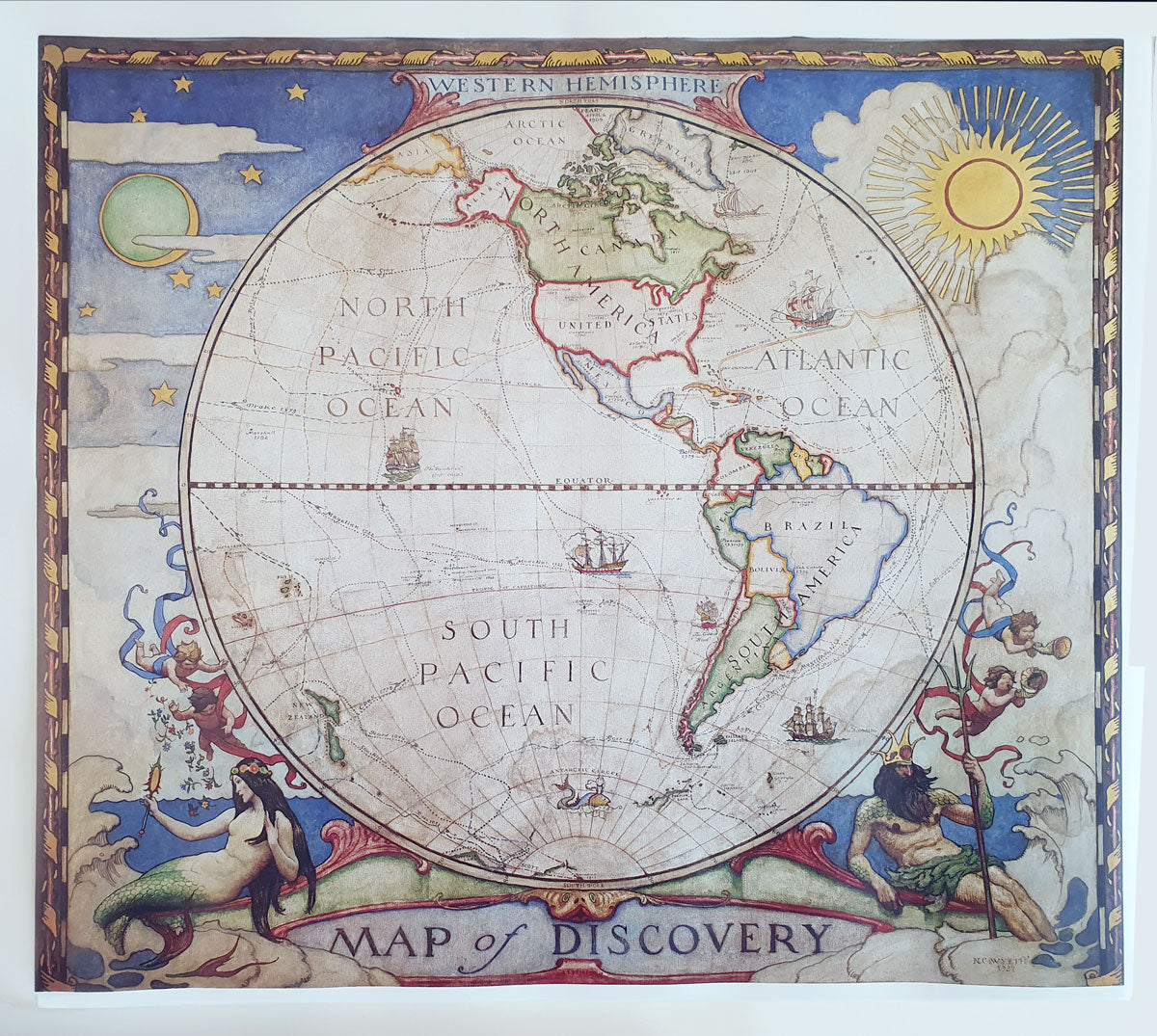 The discovery map of the Earth - the Western Hemisphere 