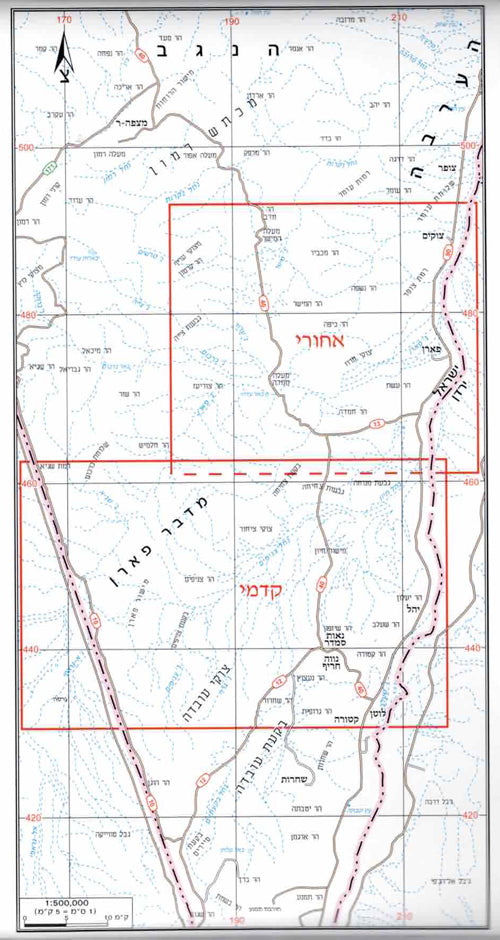 מפת טיולים וסימון שבילים - מספר 19,מישורי פארן ונחלים הגדולים