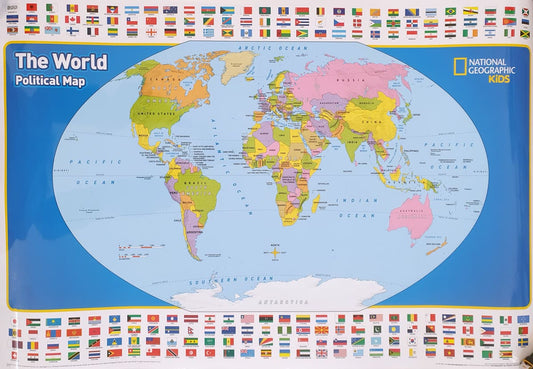 Political world map in English 