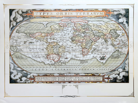 A replica of the classic world map