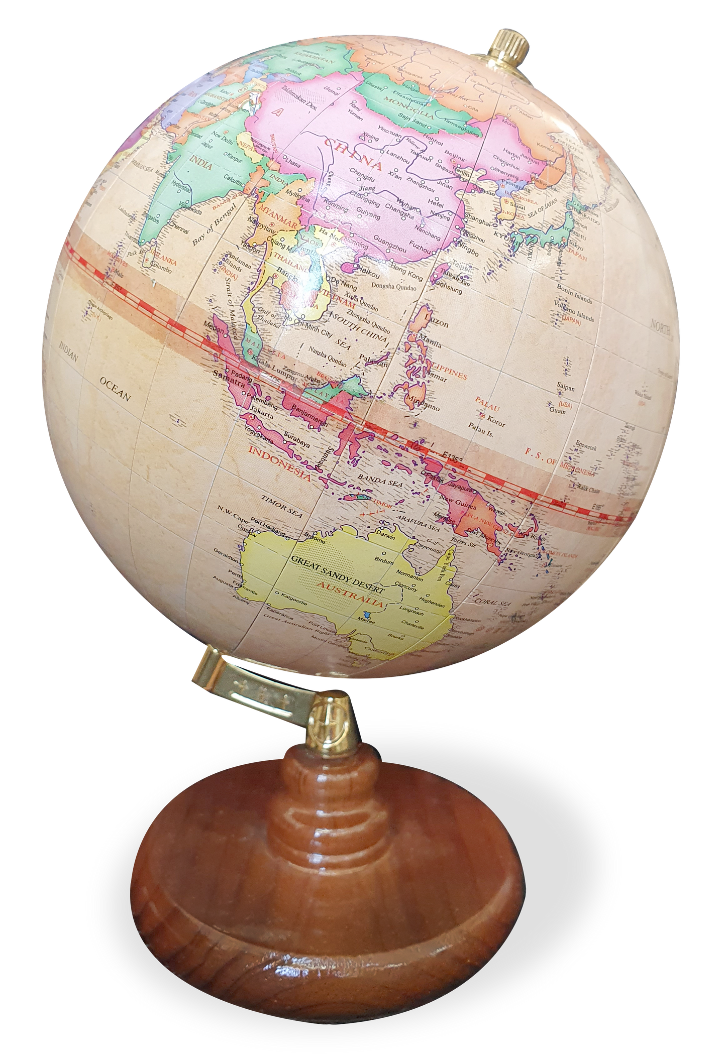 English globe in antique style in a brown shade