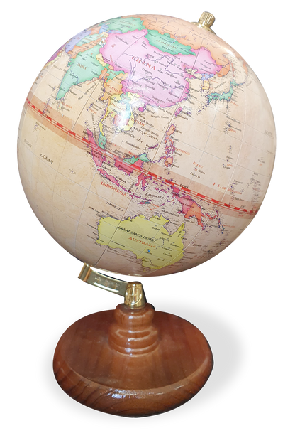 English globe in antique style in a brown shade