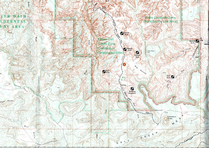 פרט של מפה טופוגרפית של Canyonlands National Park ביוטה