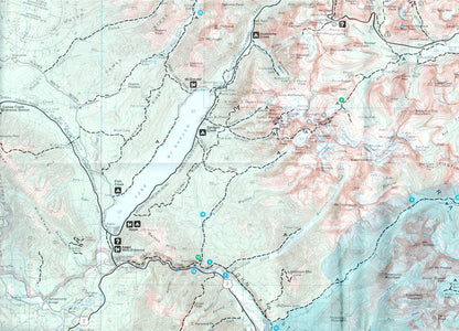 פרט של מפת Glacier Waterton Lakes – מפה טופוגרפית של הפארקים הלאומיים