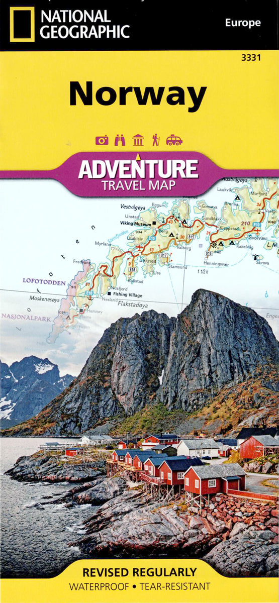 Norway travel map with fjords roads cities national parks and attractions