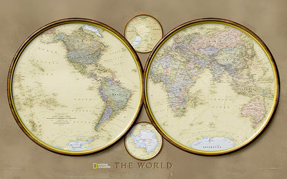 World map in two spheres