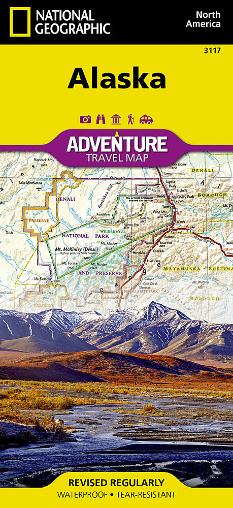 Alaska travel map with Denali Anchorage Inside Passage parks and wildlife areas