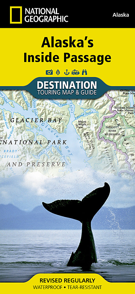 Alaska Inside Passage travel map with Glacier Bay Tongass Forest and islands