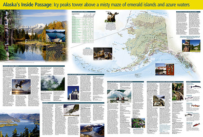 Alaska Inside Passage travel map with Glacier Bay Tongass Forest and islands