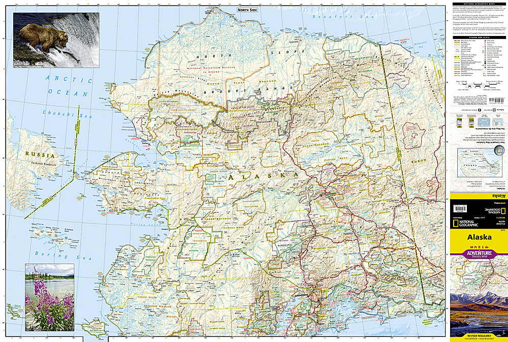 Alaska travel map with Denali Anchorage Inside Passage parks and wildlife areas
