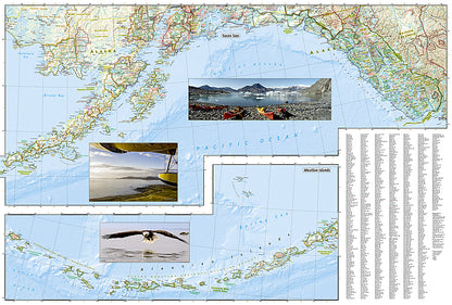 Alaska travel map with Denali Anchorage Inside Passage parks and wildlife areas
