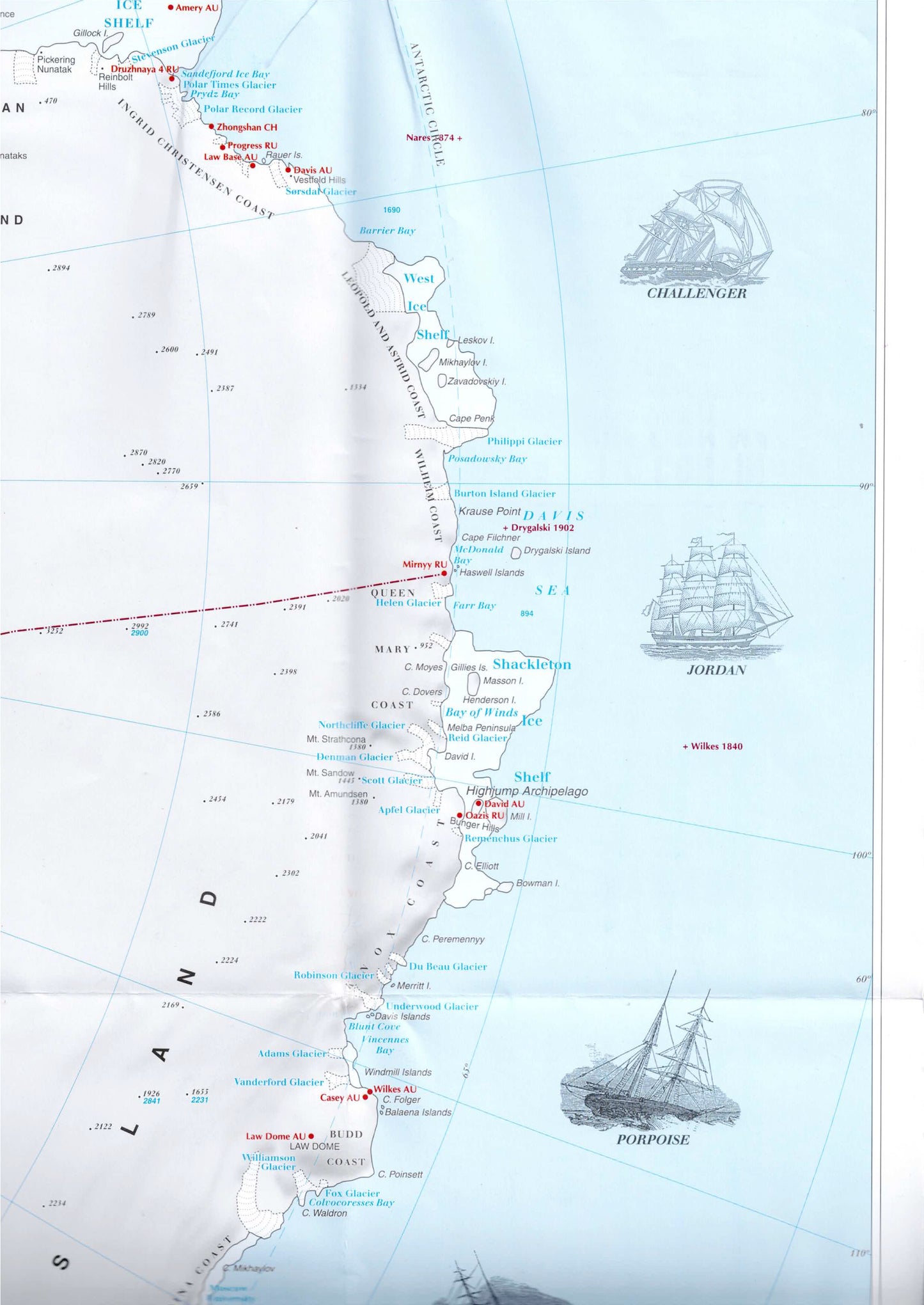 Map of Antarctic Exploration - Map of Expeditions and Discoveries