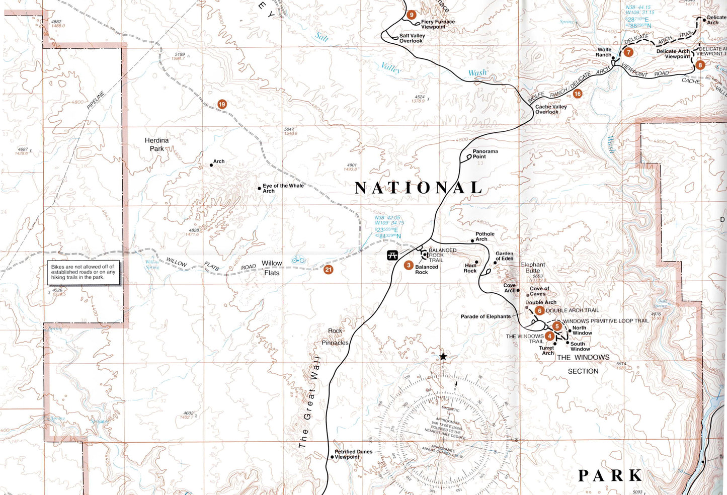 pry ak מפת Arches National Park ביוטה – מפה טופוגרפית