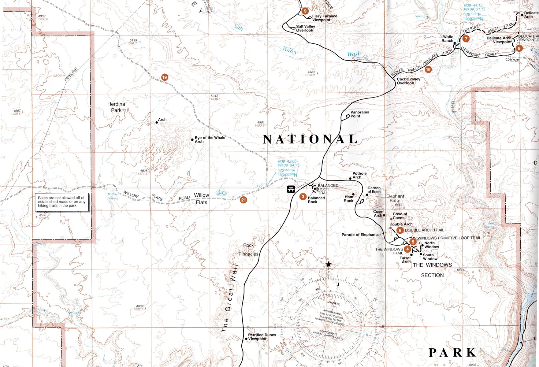 pry ak מפת Arches National Park ביוטה – מפה טופוגרפית