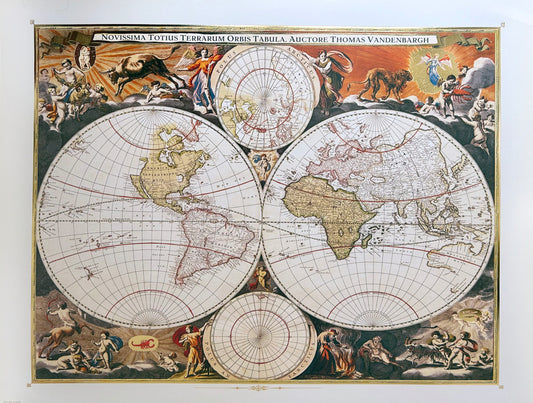 A replica of the world map in two spheres