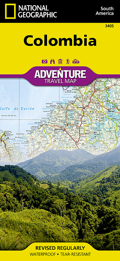 Colombia travel map with roads cities beaches Bogota Medellin and Cartagena