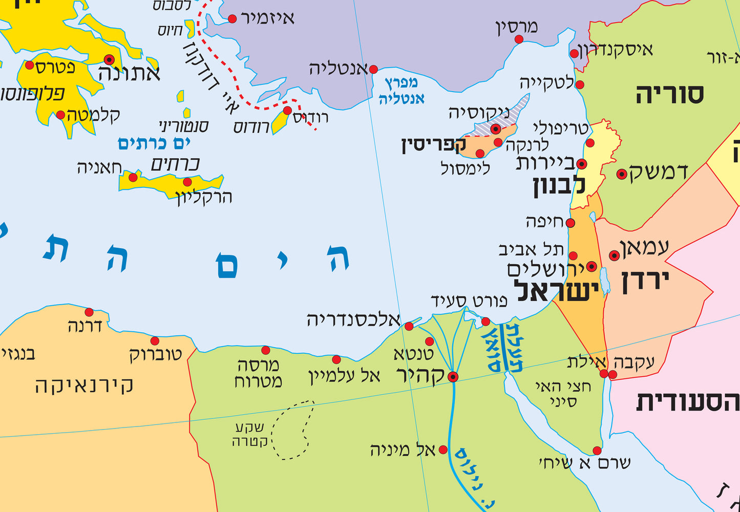 פרט של מפה של ארצות ים התיכון