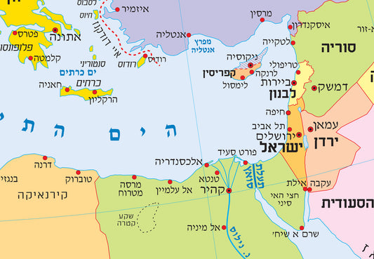 פרט של מפה של ארצות ים התיכון