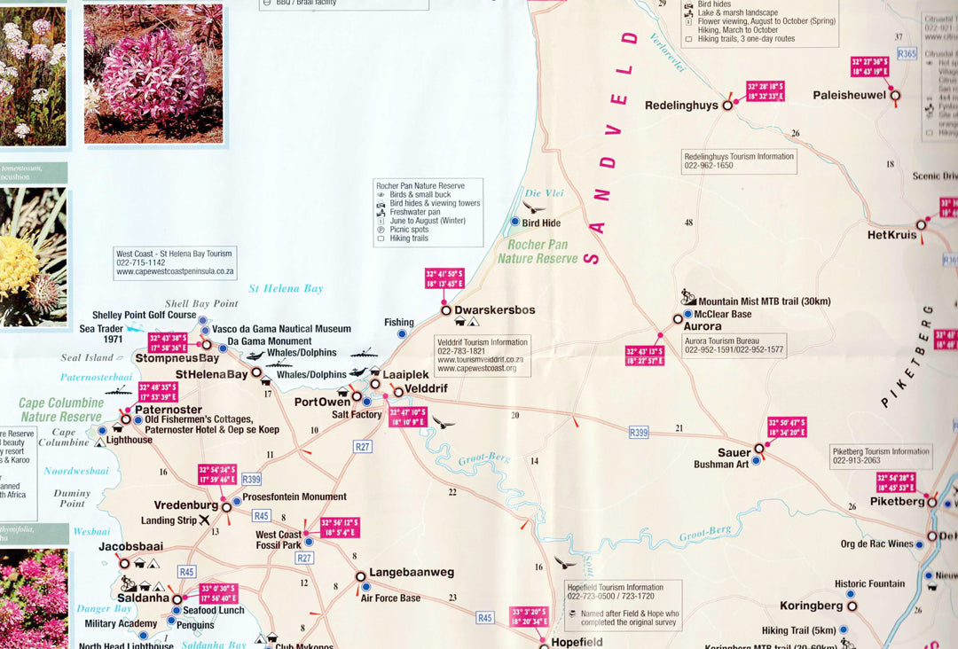 Map of the West Coast and Namaqualand Flower Route - South Africa
