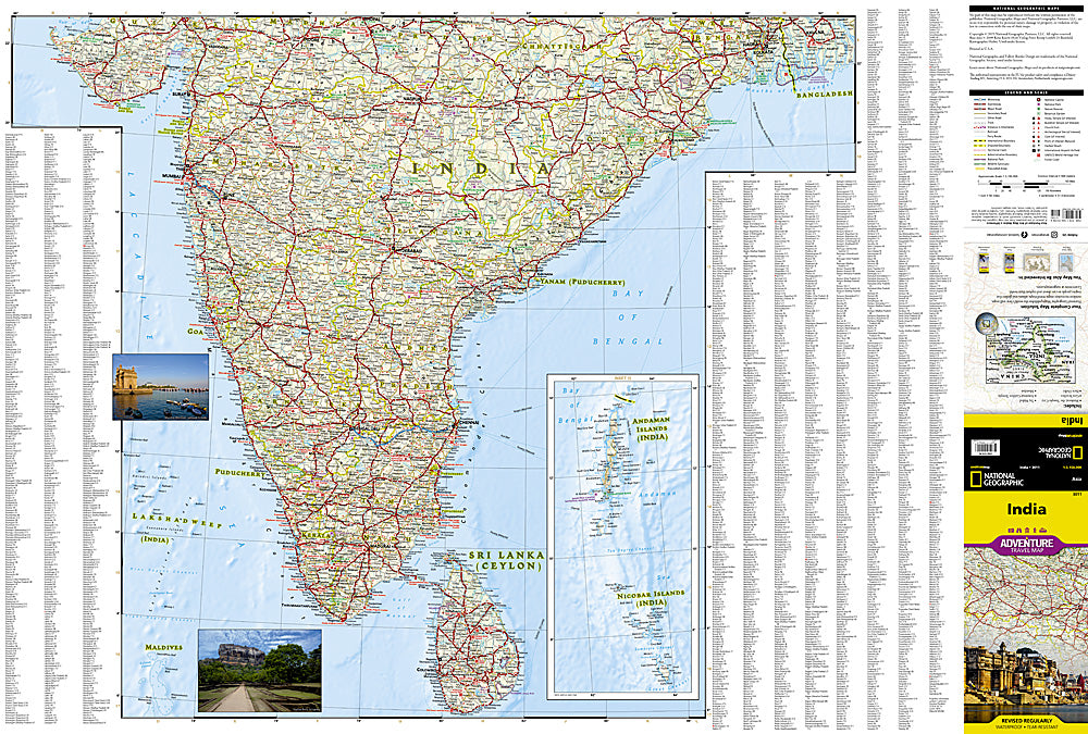 India travel map with cities roads temples heritage sites and beaches
