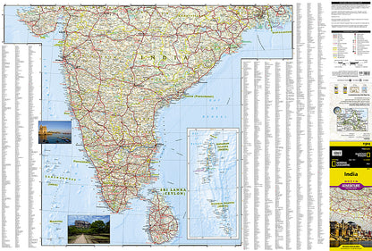 India travel map with cities roads temples heritage sites and beaches