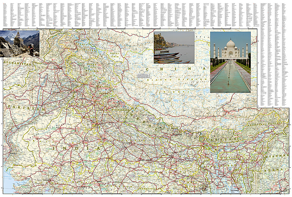 India travel map with cities roads temples heritage sites and beaches