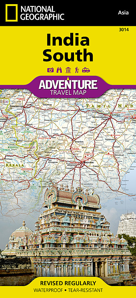 South India travel map with cities roads temples beaches and heritage sites
