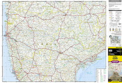 South India travel map with cities roads temples beaches and heritage sites