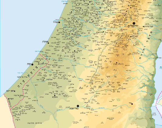 מפת ישראל ללא סימון כבישים