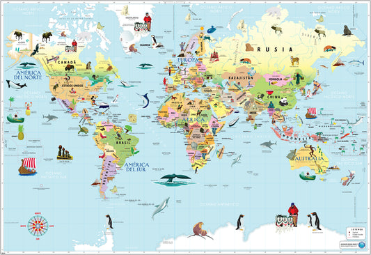 מפת העולם לילדים בספרדית